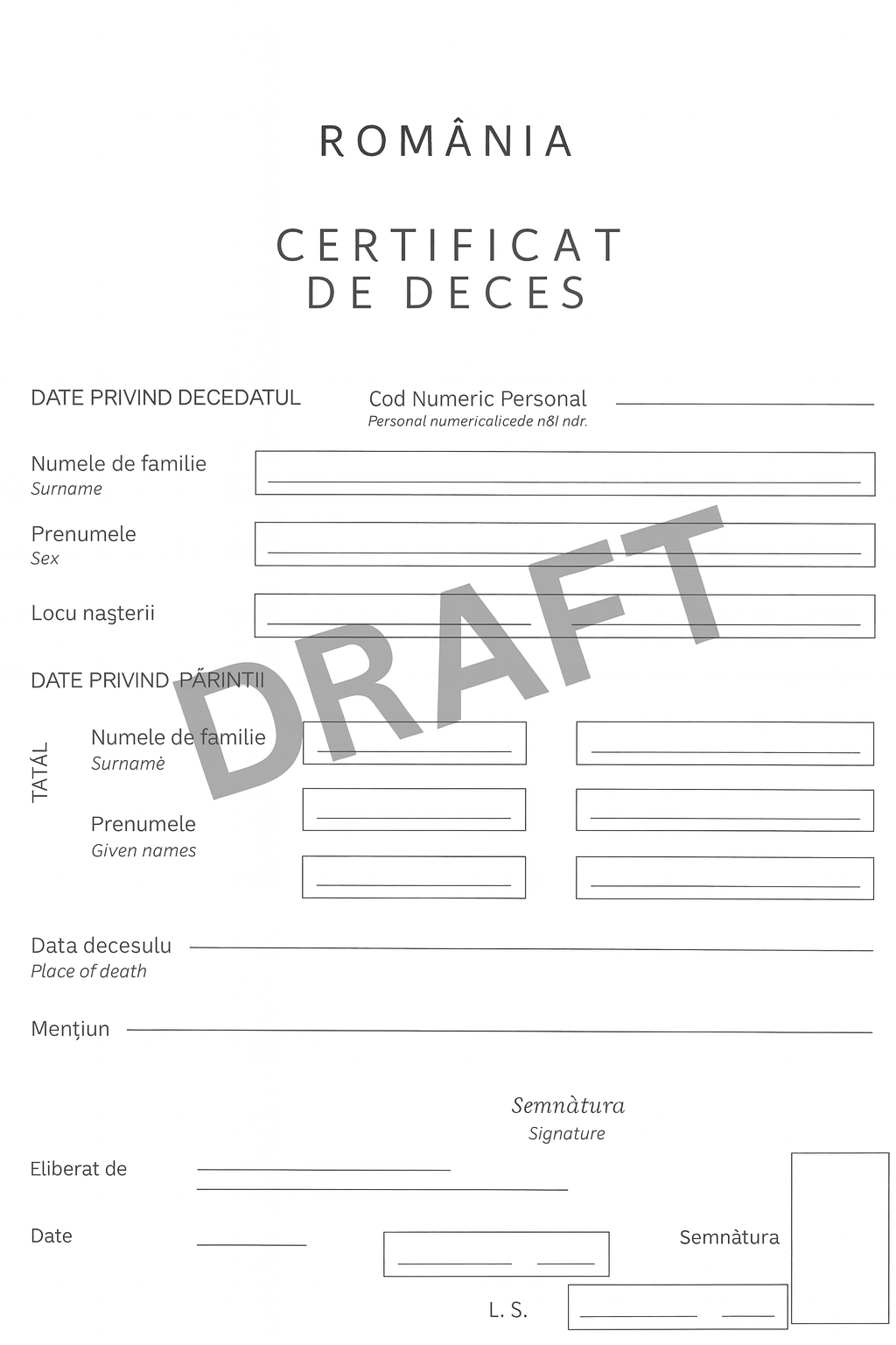 Traducere autorizata si legalizata certificat deces